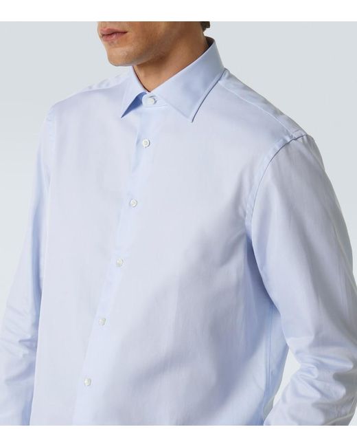 Canali Blue Cotton Poplin Shirt for men