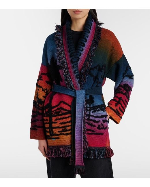 Alanui Red Sunset Stories Cashmere-Blend Cardigan