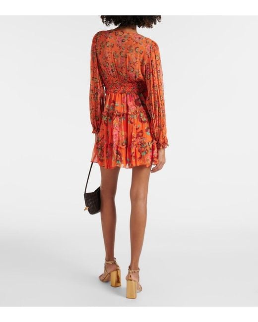 Ulla Johnson Red Lya Floral Silk Minidress