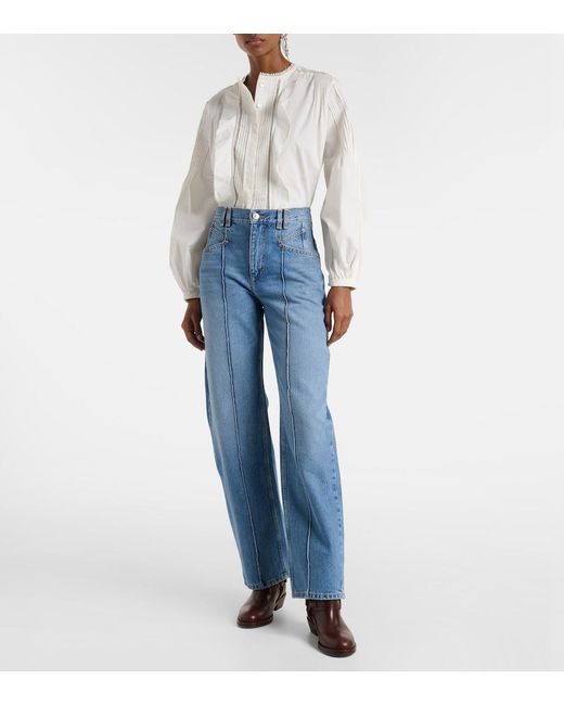 Isabel Marant Blue Drolane High-Rise Straight Jeans