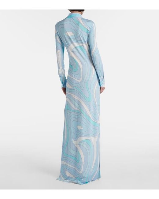 Emilio Pucci Blue Hemdblusenkleid Marmo
