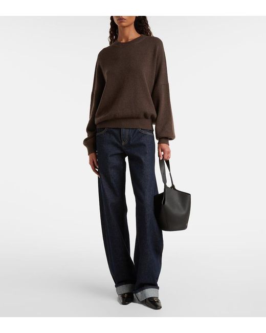 Khaite Black Lotus Mini Leather Tote Bag