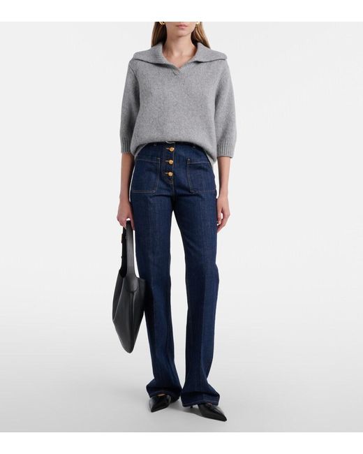 Lisa Yang Gray Lailai Cashmere And Silk Polo Sweater