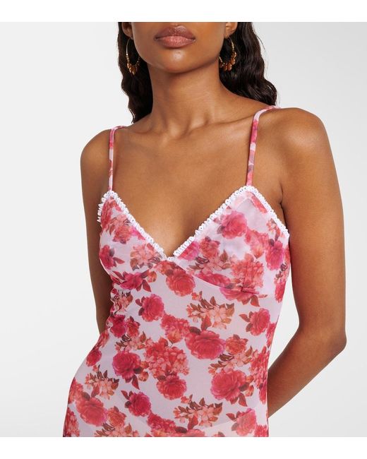 Bananhot Pink Solay Floral Lace-Trimmed Maxi Dress