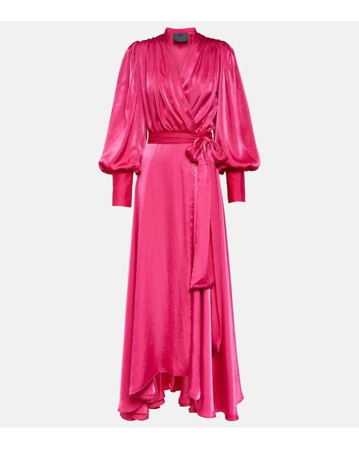 Costarellos Pink Stila Satin Wrap Dress
