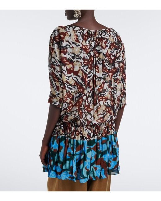 Dries Van Noten Brown Printed Minidress