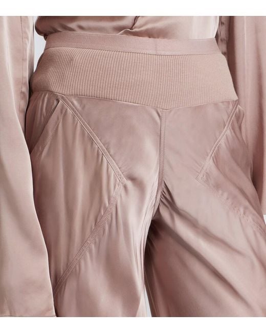 Rick Owens Pink Bias Satin Wide-Leg Pants
