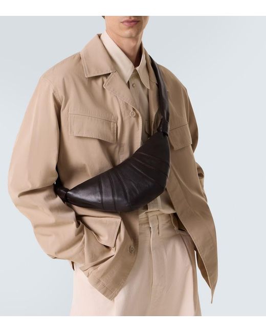 Lemaire Black Croissant Small Leather Shoulder Bag for men