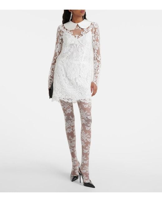 Dolce & Gabbana White Lace And Satin Minidress