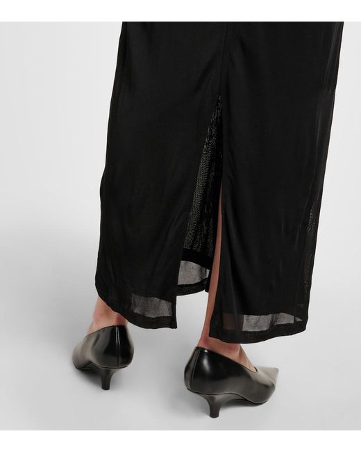 Totême Black Draped Jersey Midi Dress