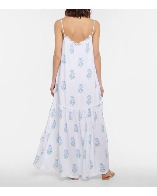 Heidi Klein White Eden Ruffle-trimmed Floral-print Midi Dress