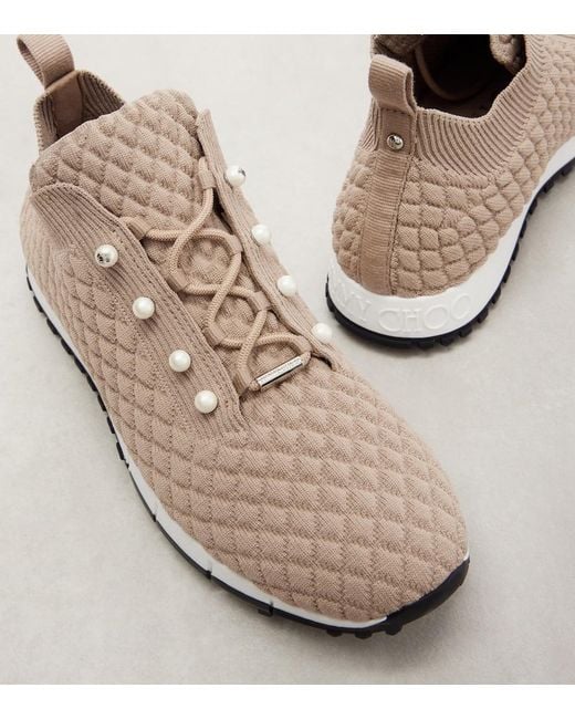 Jimmy Choo Natural Veles Faux Pearls Embellished Sneakers