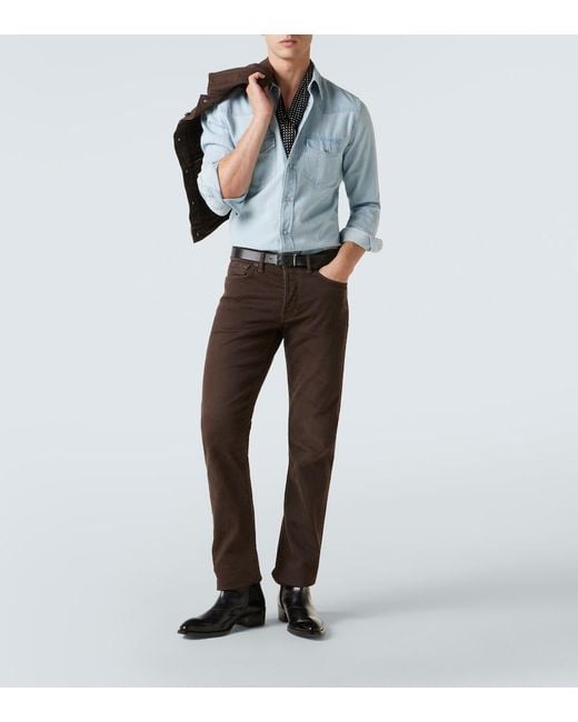 Tom Ford Blue Cotton Chambray Shirt for men