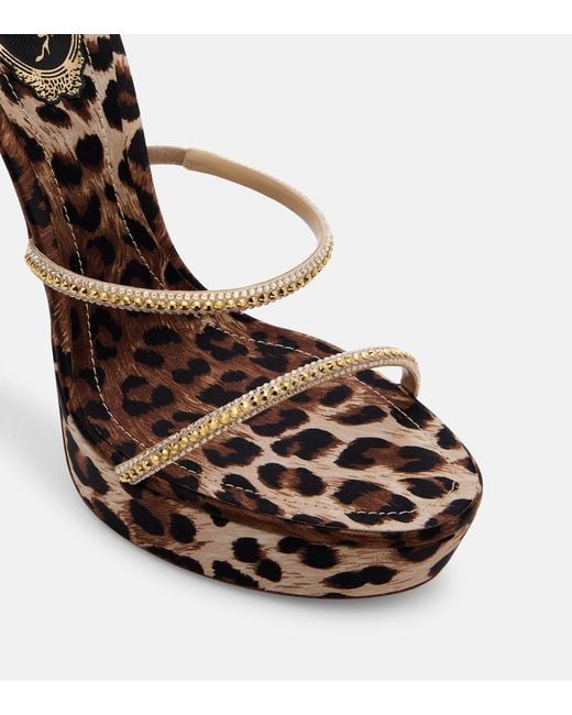 Rene Caovilla Metallic Cleo Embellished Satin Platform Sandals
