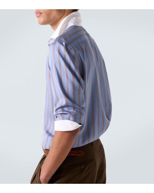 Tom Ford Blue Striped Silk Shirt for men
