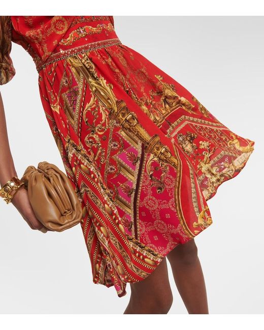 Camilla Red Printed Silk Minidress