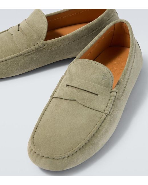 Tod's White Gommino Suede Loafers for men