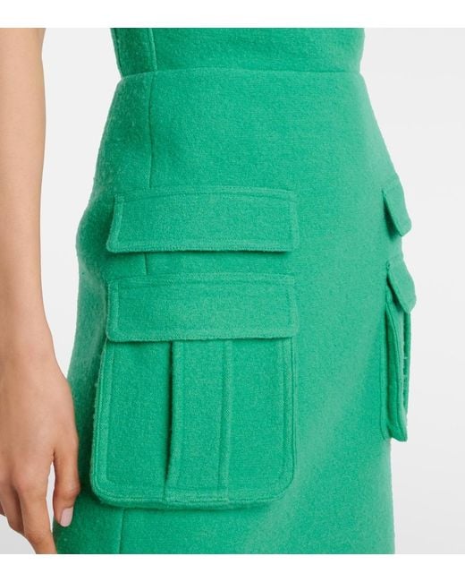 ShuShu/Tong Green Bow-Detail Wool Midi Dress