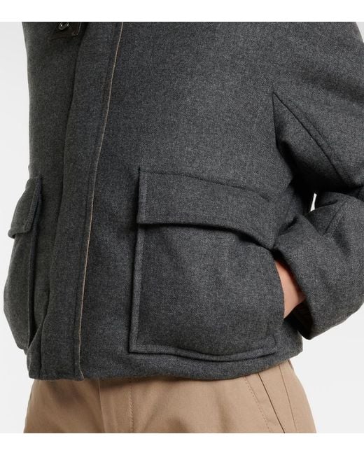 Brunello Cucinelli Black Shearling-Trimmed Alpaca-Blend Down Jacket