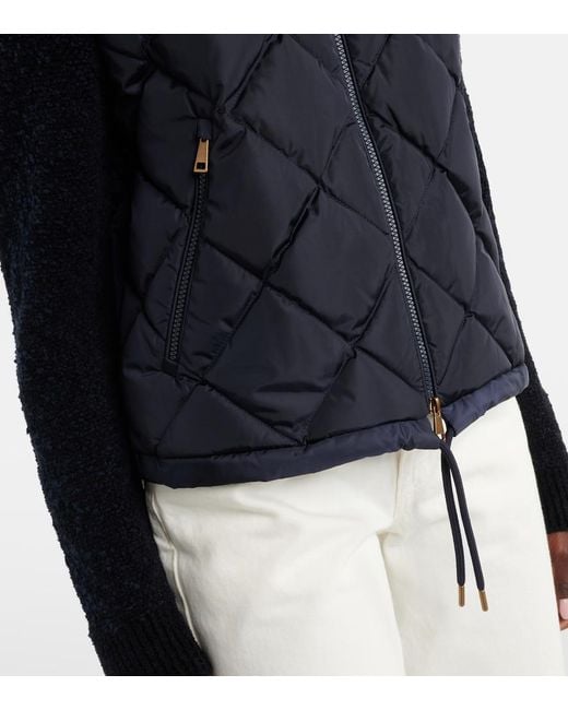 Moncler Blue Down-Paneled Cotton-Blend Cardigan