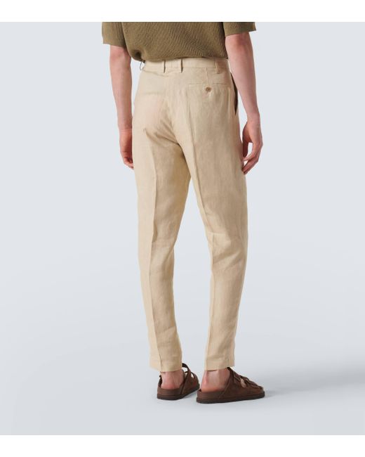 Sunspel Natural Linen Straight Pants for men