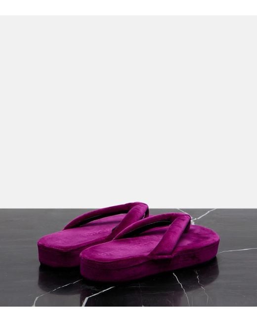 Balenciaga Purple Jet Lag Velvet Platform Thong Sandals