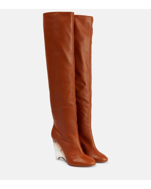 Alaïa Brown Leather Knee-High Boots
