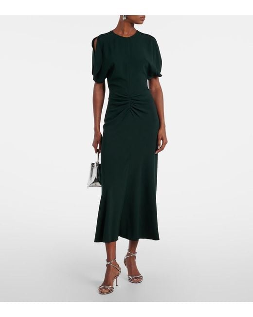 Victoria Beckham Black Gathered Midi Dress