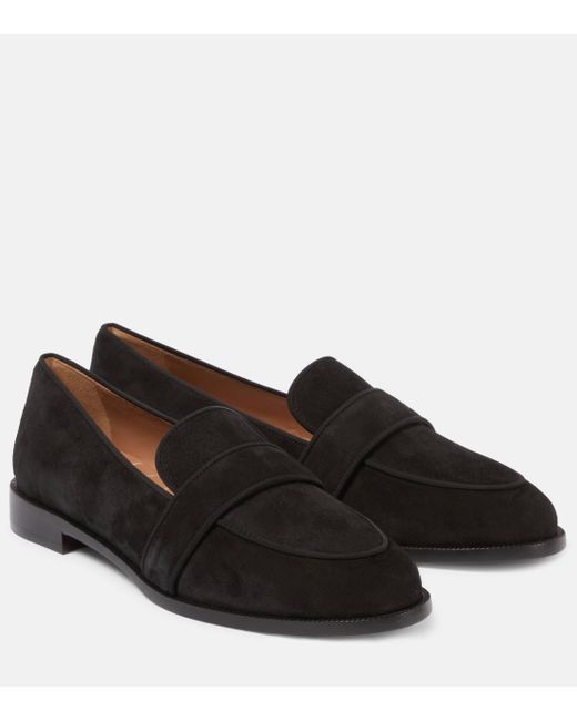 Aquazzura Black Martin Suede Loafers