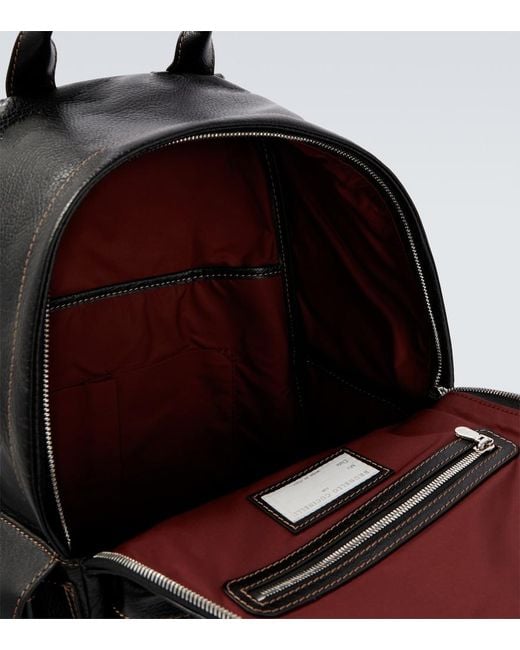 Brunello Cucinelli Black Leather Backpack for men
