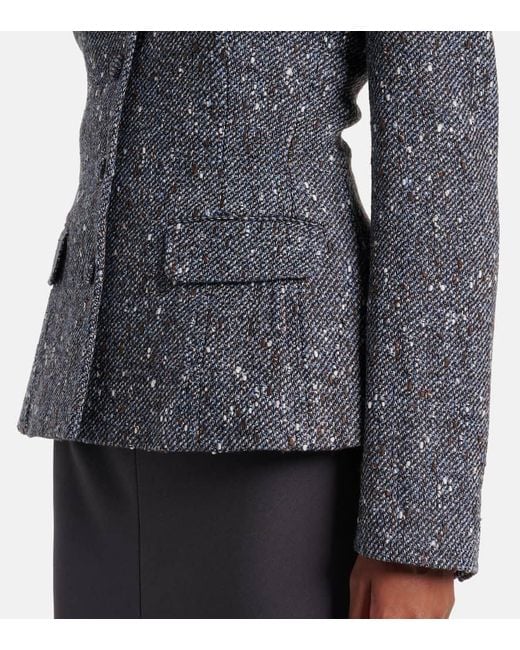 Self-Portrait Blue Boucle And Crepe Midi Dress