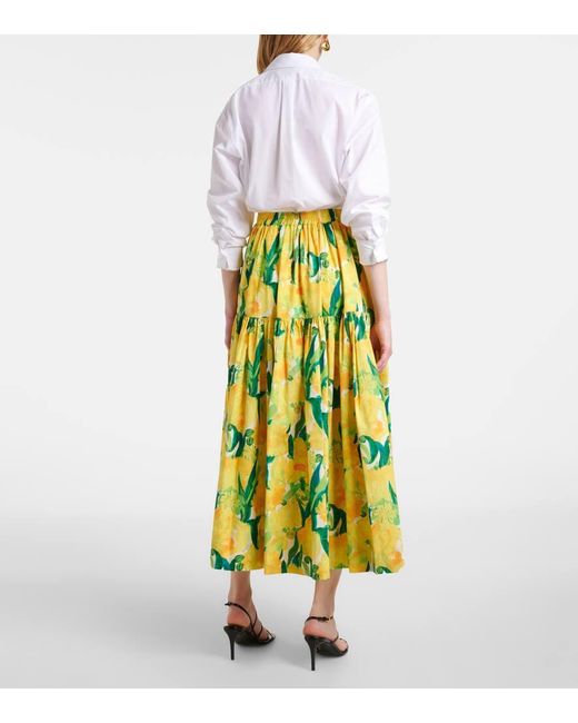 Falda Midi Oscar De Popelin De Algodon LaDoubleJ de color Green