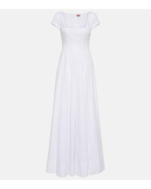 Staud White Wells Cotton Poplin Corset Maxi Dress