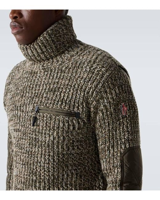 Moncler Green Apres Ski Virgin Wool Turtleneck Sweater for men