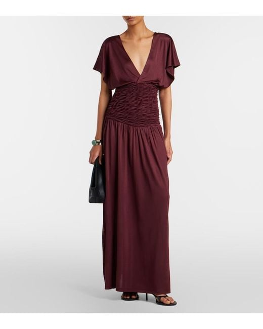 AYA MUSE Purple Anara Ruched Maxi Dress