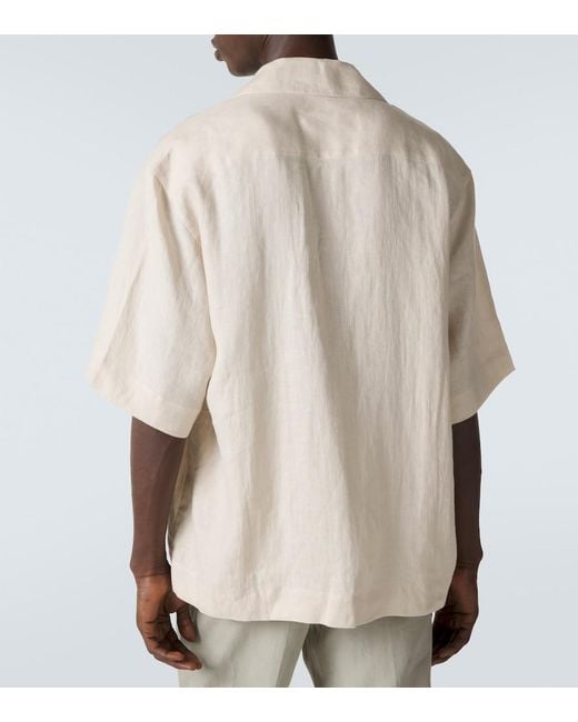Kiton Natural Linen Bowling Shirt for men