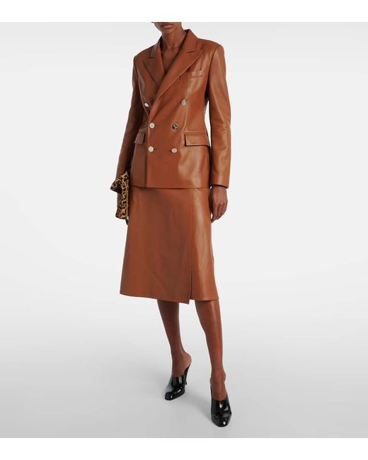 Ralph Lauren Brown Jacqueline Leather Midi Skirt
