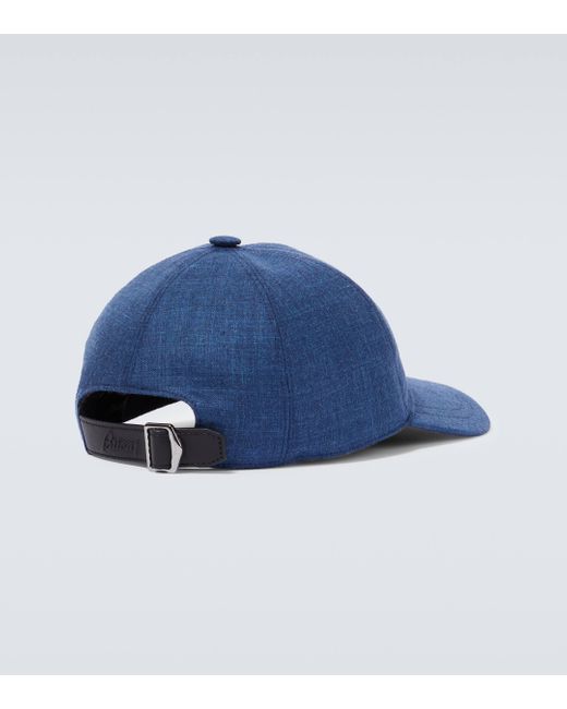 Brioni Blue Silk, Cashmere, And Linen Baseball Cap for men