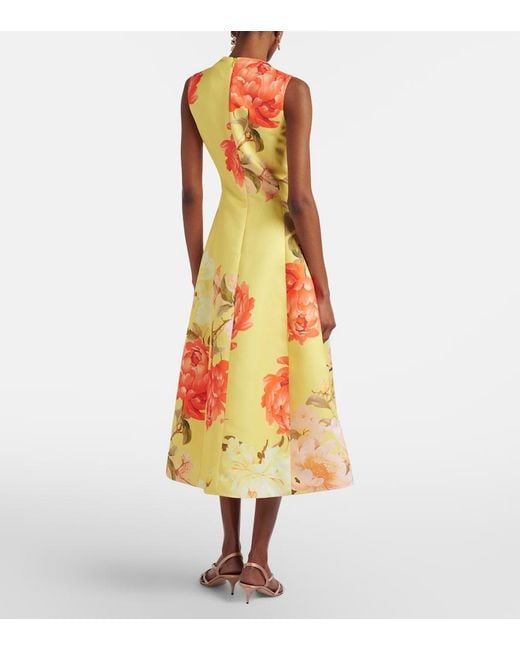 LEO LIN Yellow Cleo Floral Midi Dress