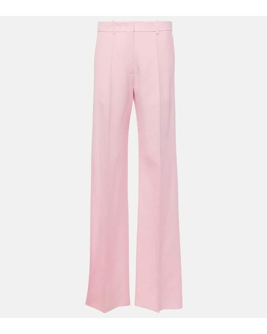 Valentino Pink Weite Hose aus Wolle und Seide