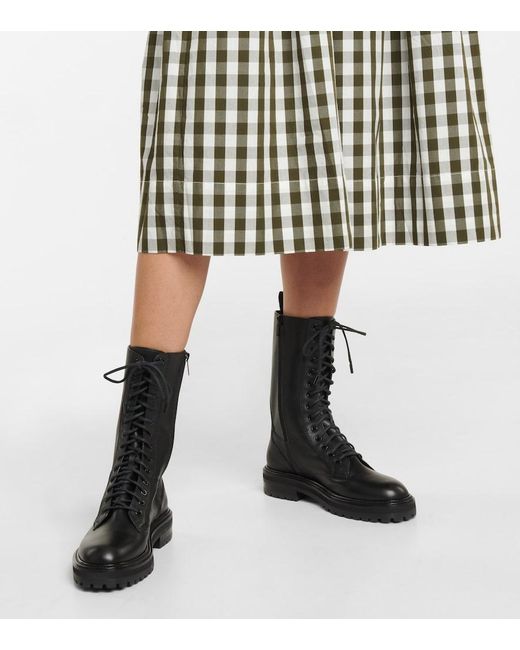 Jimmy Choo Black Cora Leather Combat Boots