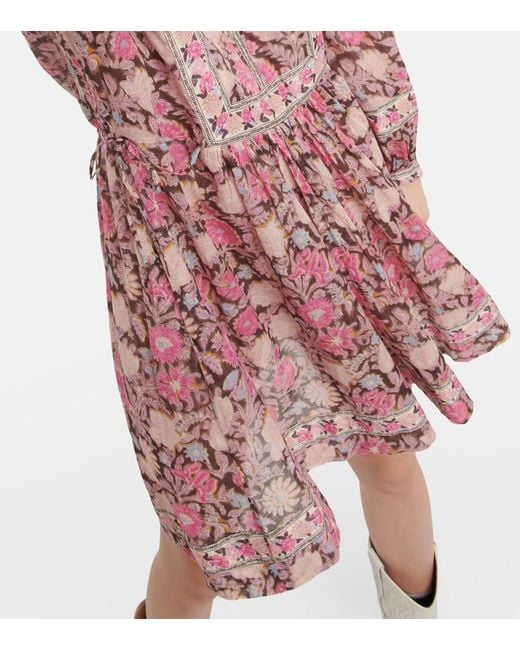 Isabel Marant Red Gilinesia Floral-Print Cotton Minidress