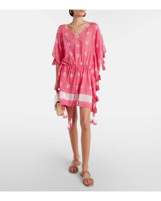 Anna Kosturova Pink Sand Dollar Tie-Dye Cotton Kaftan