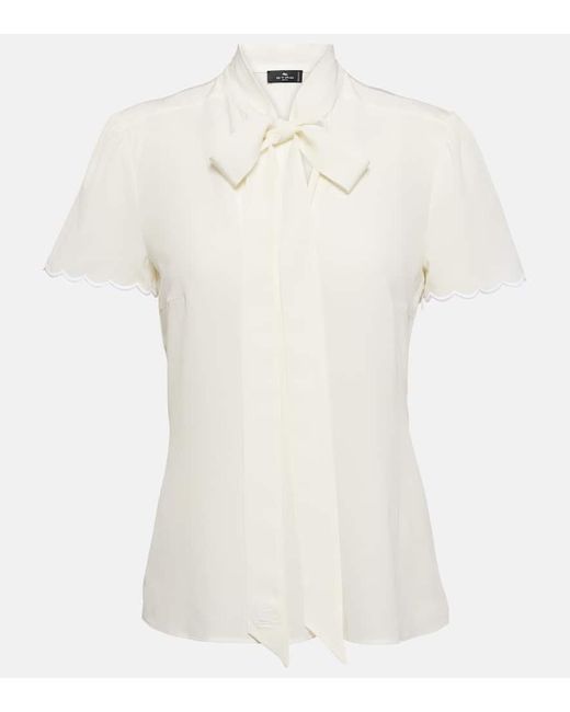 Blusa de seda con lazada Etro de color White