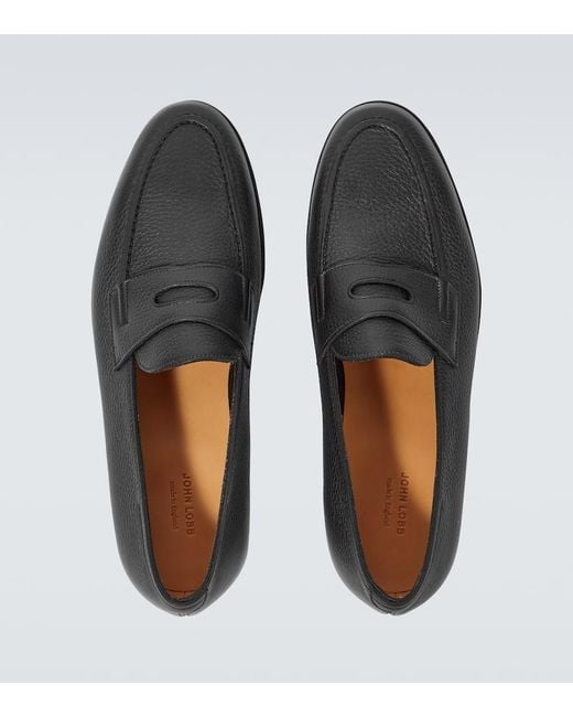 John Lobb Black Lopez Leather Loafers for men