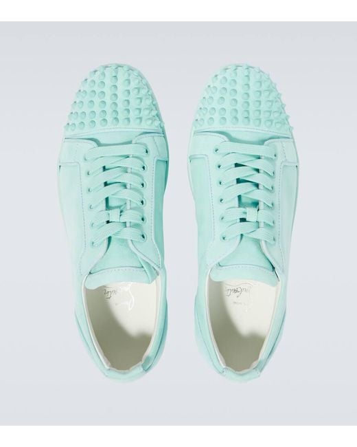Baskets Louis Junior Spikes En Cuir Christian Louboutin pour homme en coloris Blue