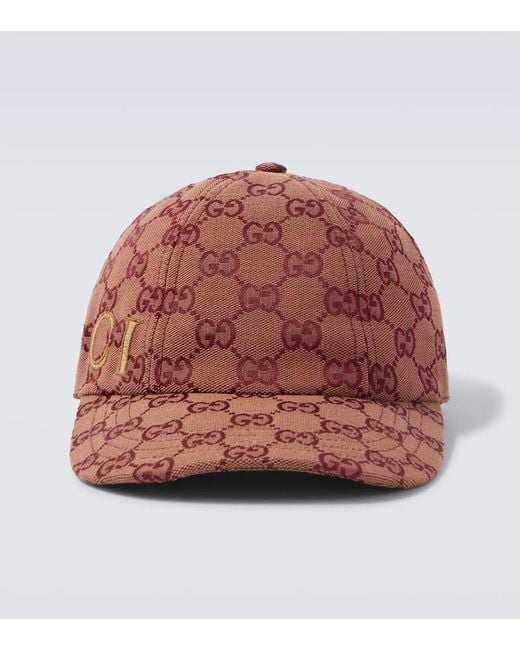 Gucci Red Gg Cotton-Blend Baseball Cap for men