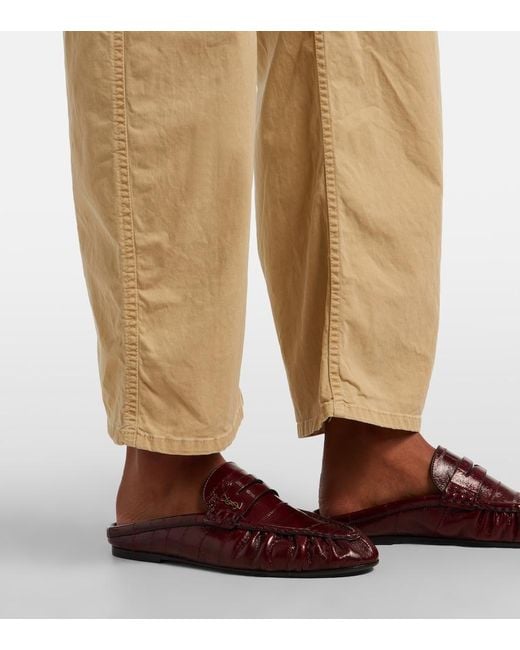 Nili Lotan Natural Tribeca Cotton Twill Barrel-Leg Pants