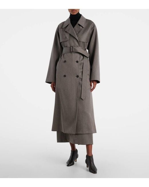 Jupe Longue Nythra En Laine Vierge The Row en coloris Gray