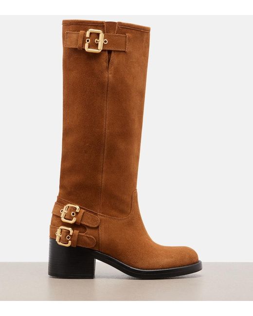 Chloé Brown Dakota Suede Biker Boots